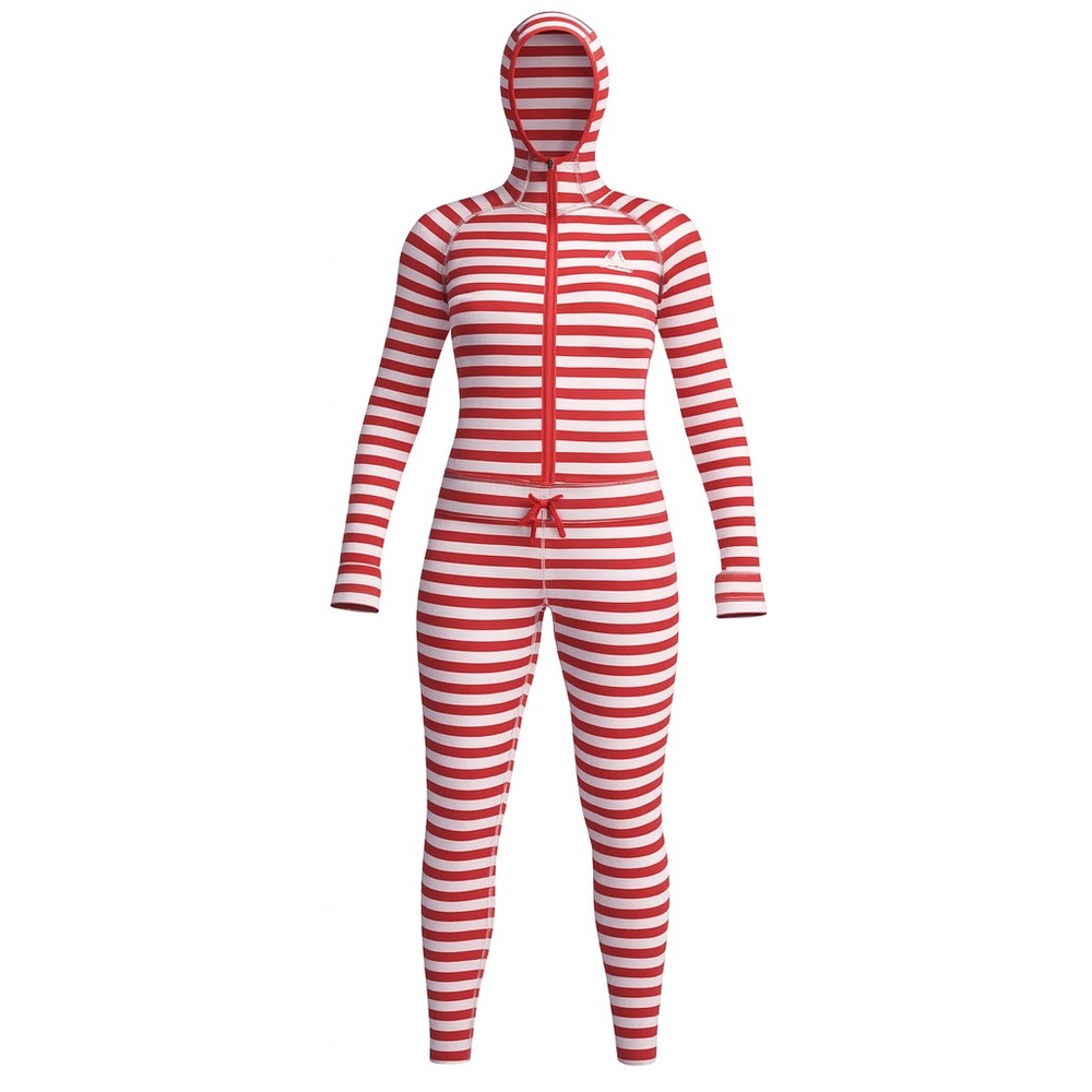 Airblaster‎ Women's Classic Ninja Suit Red & White Striped Hooded Jumpsuit XS